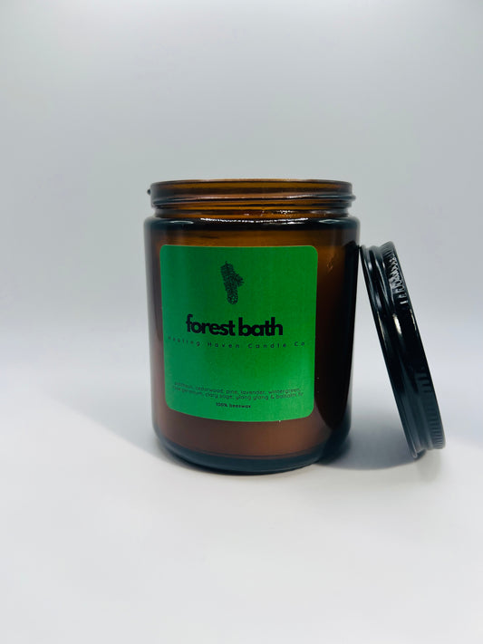 Forest Bath Candle, a blend of nine premium quality essential oils