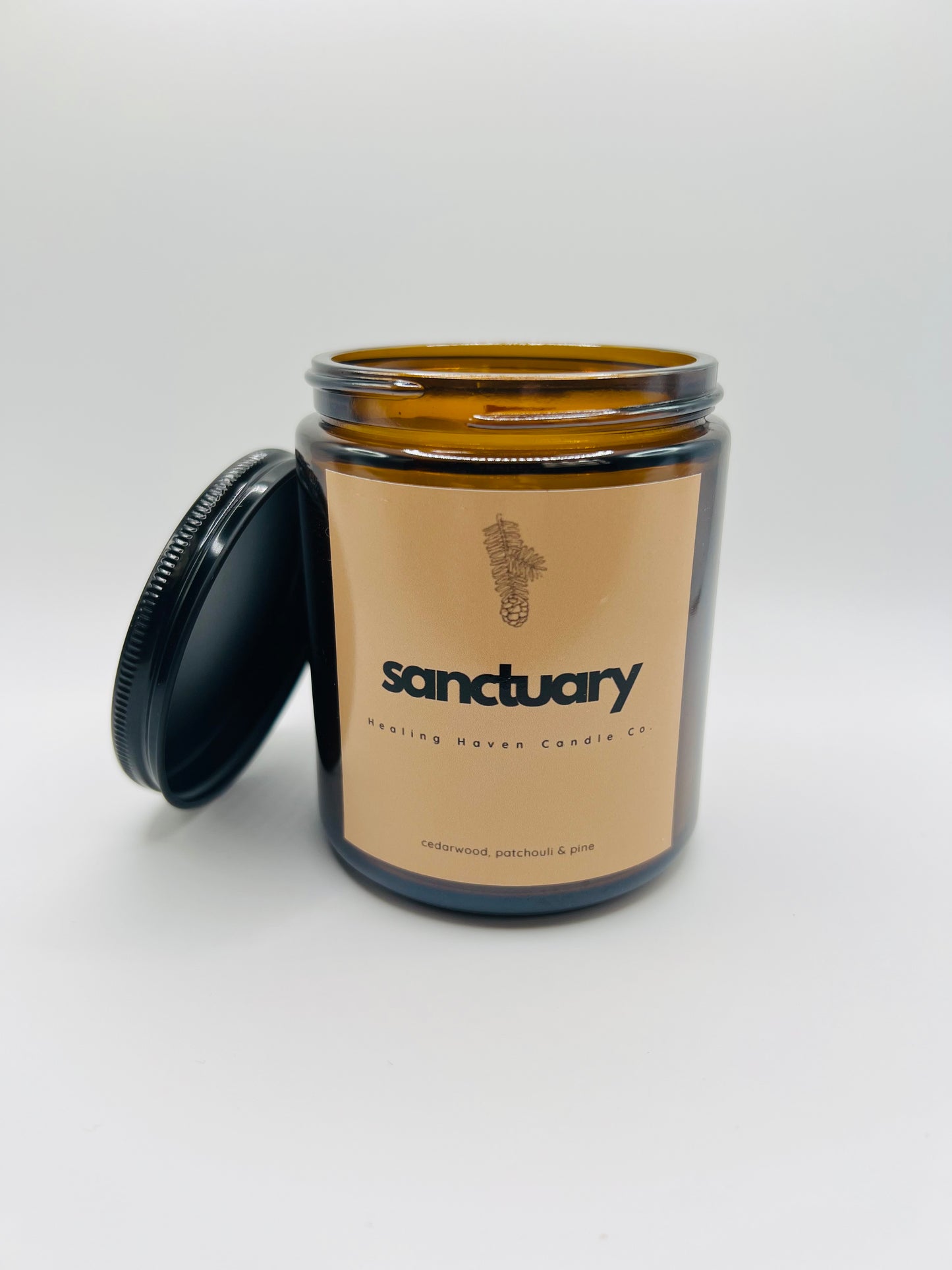 Sanctuary Candle, Cedarwood Patchouli & Pine